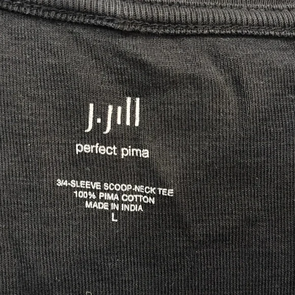 J. Jill 100% Pima Cotton Scoop Neck 3/4 Sleeves Side Inset Tunic Tee size Large - Picture 5 of 11